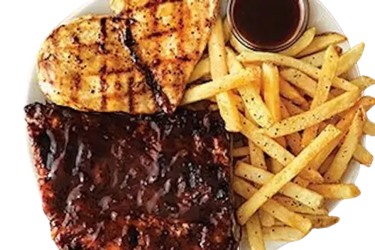 Drover’s Ribs and Chicken Platter with fries
