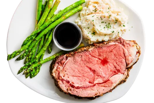OUTBACK-STYLE PRIME RIB served with mashed potato and veggies